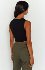Xandra Black Crop Tank Top Image