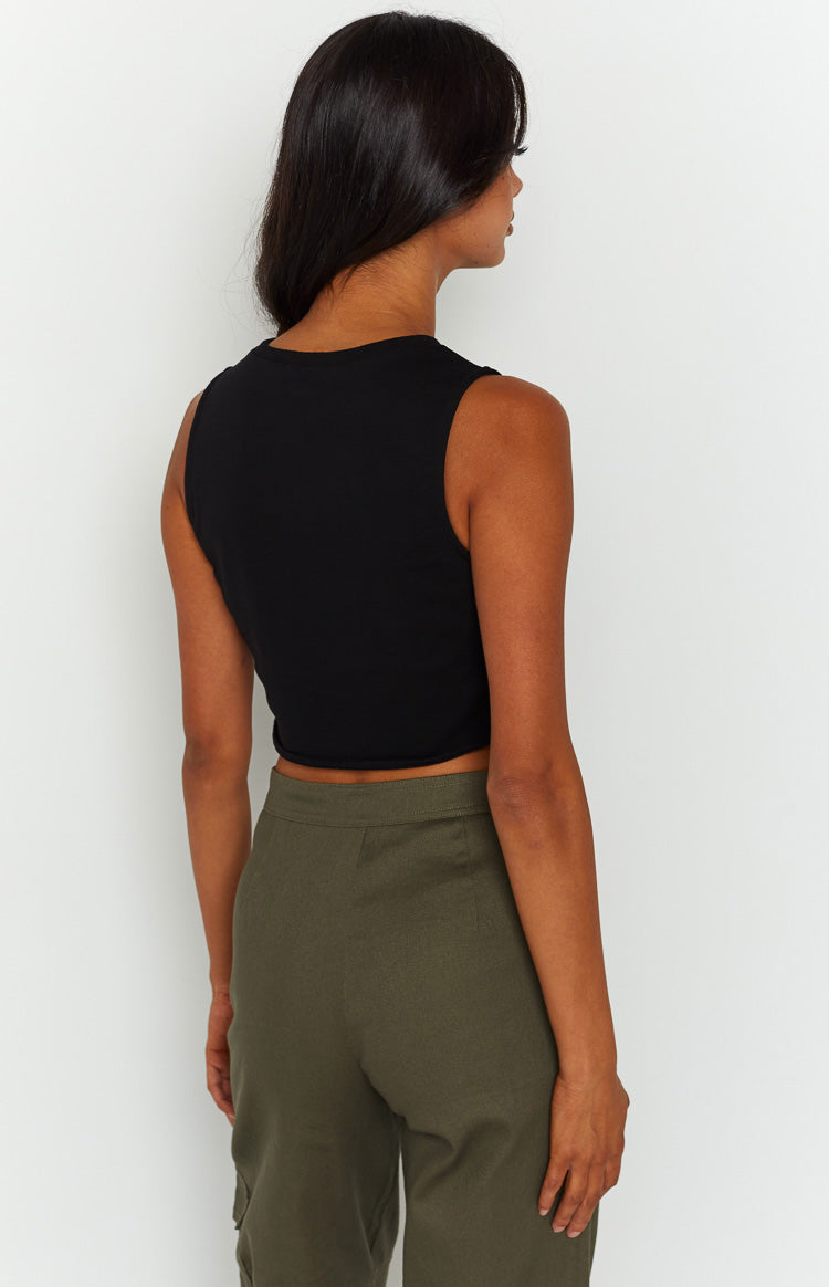 Xandra Black Crop Tank Top Image