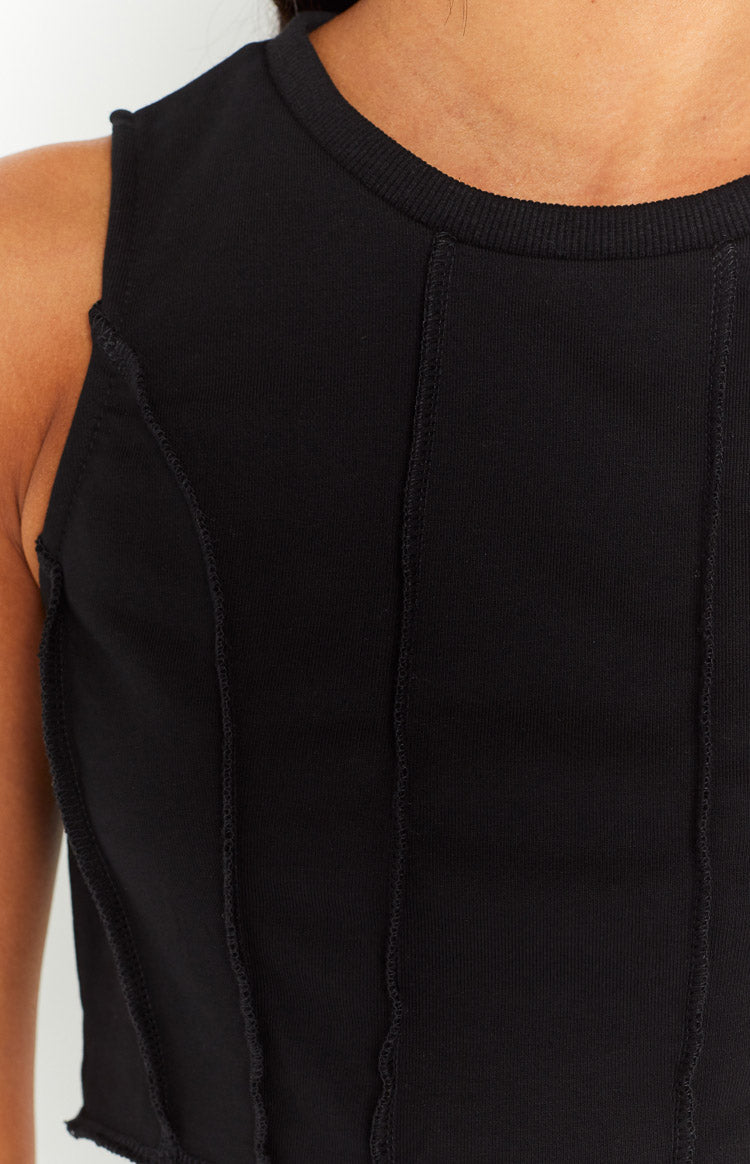 Xandra Black Crop Tank Top Image