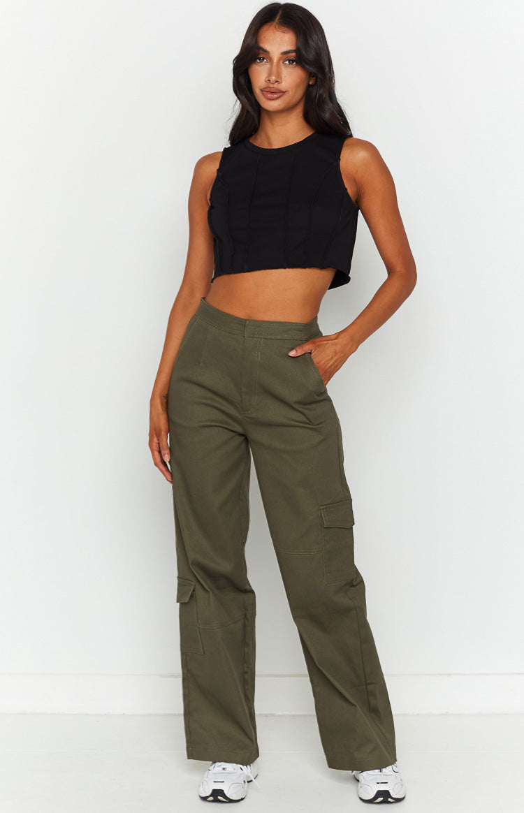 Xandra Black Crop Tank Top Image