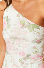 Yas One Shoulder White Floral Mini Dress Image