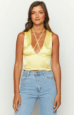 Daffodil Yellow Satin Top Image