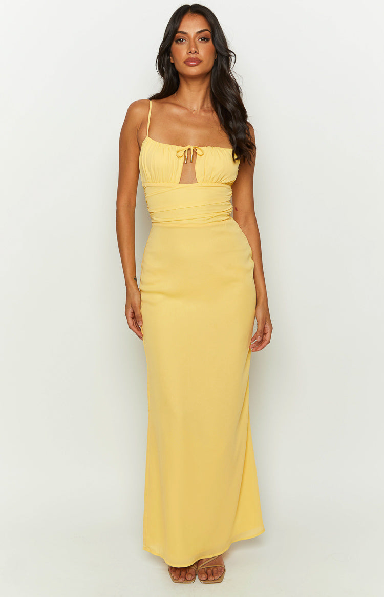 Yitra Yellow Chiffon Maxi Dress Image