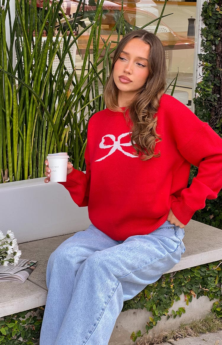 Zami Red Bow Sweater Image