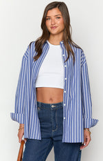 Zariah Blue Striped Long Sleeve Shirt Image