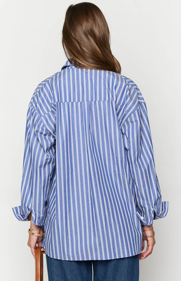 Zariah Blue Striped Long Sleeve Shirt Image