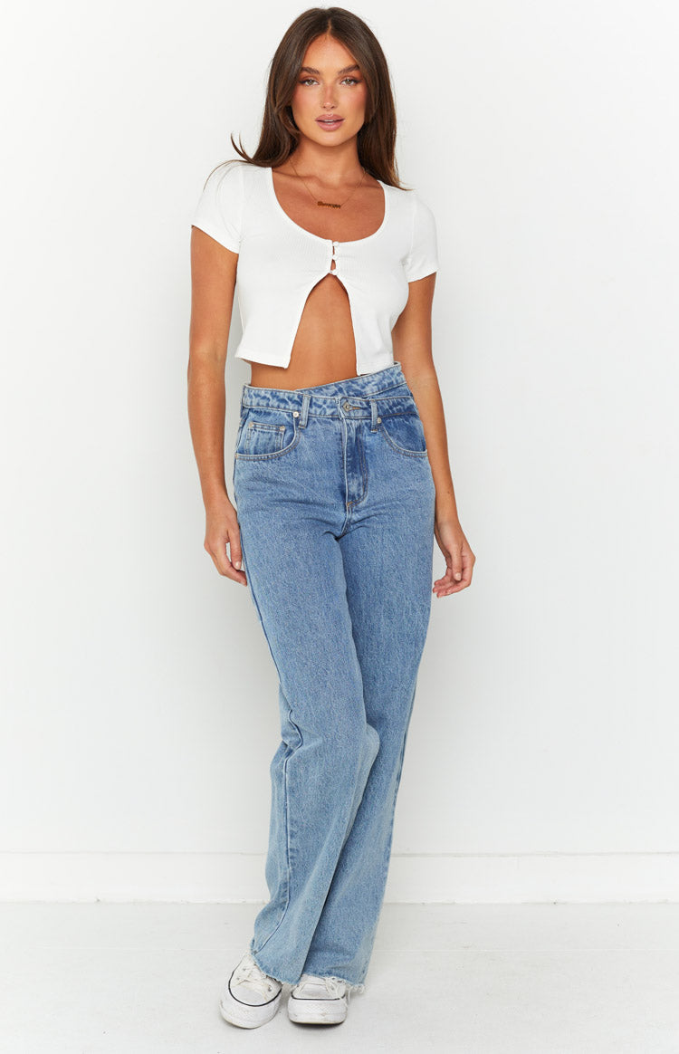 Zaylia Split Front White Crop Top Image