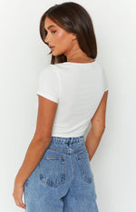 Zaylia Split Front White Crop Top Image