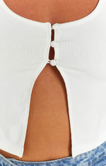 Zaylia Split Front White Crop Top Image