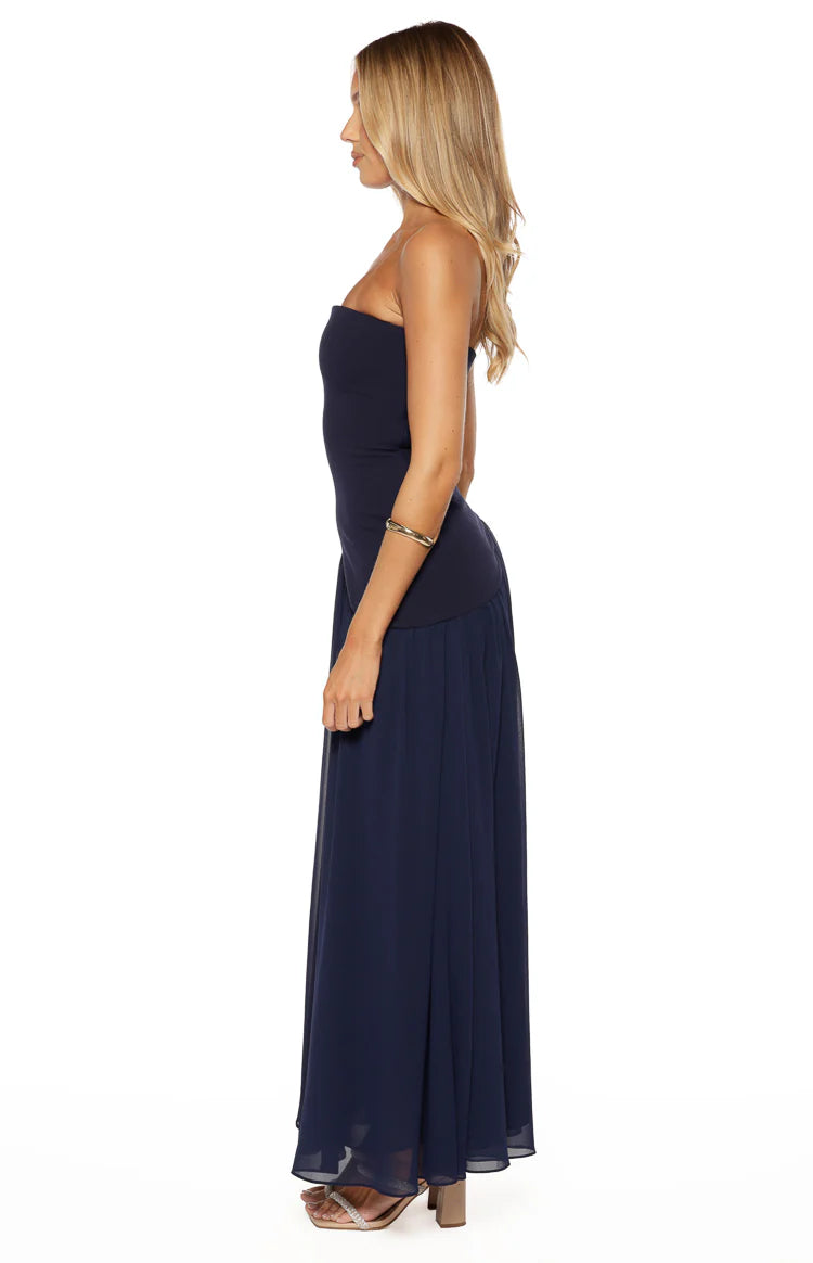 Zelia Strapless Navy Maxi Dress Image