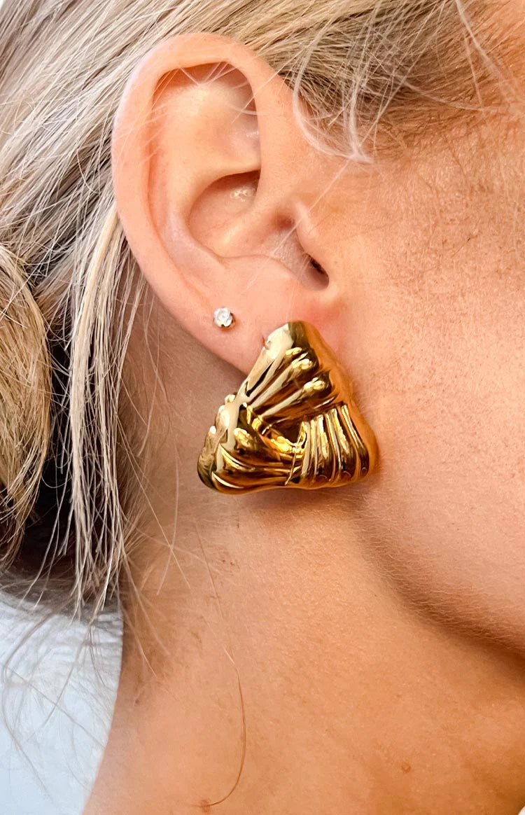 Zodie Gold Triangle Statement Stud Earrings