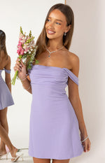 Zoella Lilac Off The Shoulder Crepe Mini Dress Image