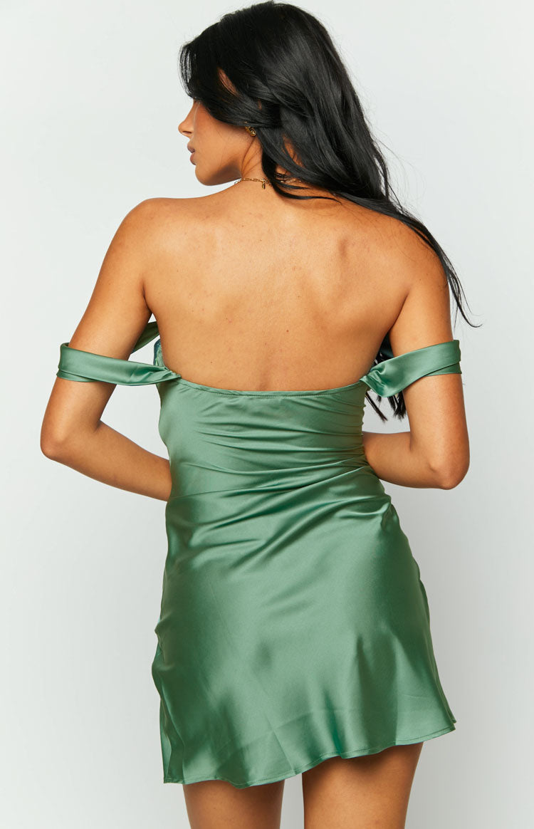 Zoella Green Off The Shoulder Mini Dress Image