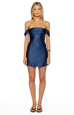 Zoella Tall Fit Navy Off The Shoulder Mini Dress Image