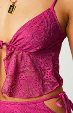Alexia Fuschia Lace Tie Up Front Top Image