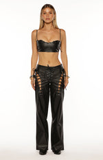 Austin Black PU Leather Lace Up Pants Image