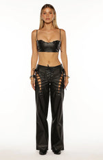 Austin Black PU Leather Lace Up Pants