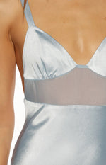 Ava Light Blue Satin Formal Maxi Dress Image