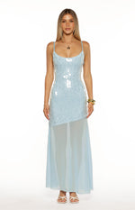 Belinda Light Blue Sequin Maxi Dress Image