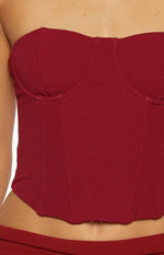 Bellah Burgundy Strapless Corset Top Image