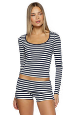 Bennie Navy Stripe Foldover Micro Shorts