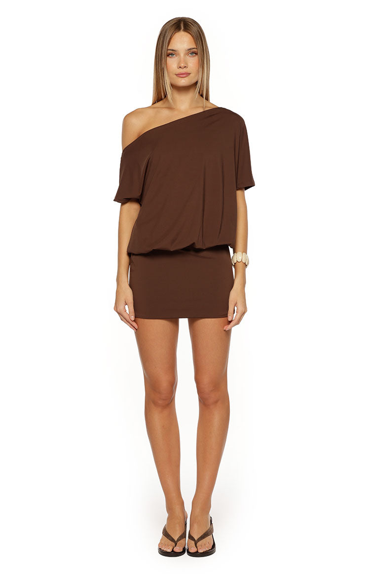 Bisou Brown Off Shoulder Mini dress Image