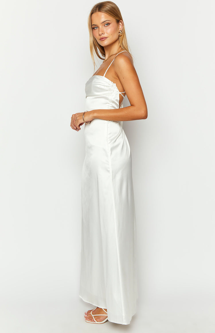 Blaise White Satin Maxi Dress Image