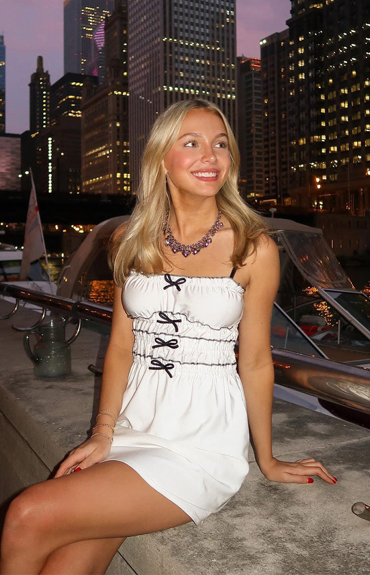It Girl White Bow Mini Dress Image