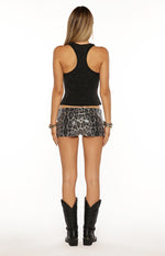 Calithea Silver Leopard Sequin Micro Shorts Image