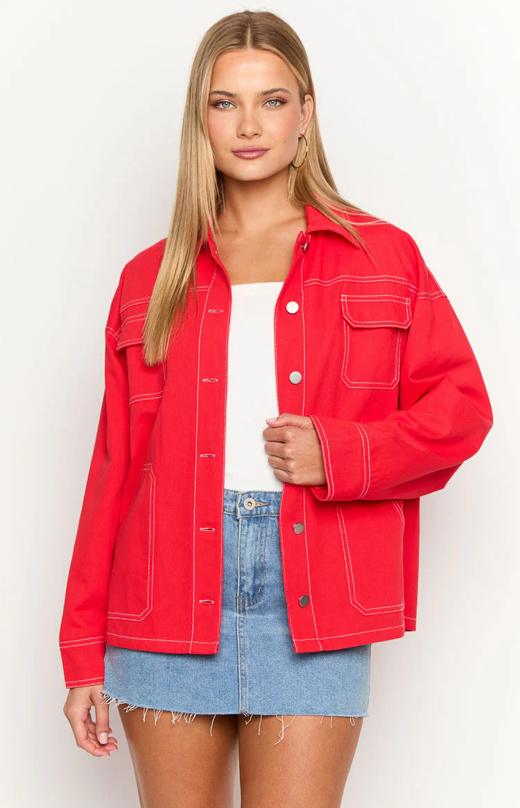 Callie Red Denim Jacket