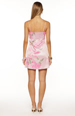 Chantell Pink and Green Floral Mini Dress Image