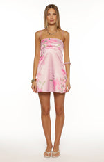 Chantell Pink and Green Floral Mini Dress Image