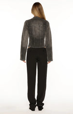 Corey Black Washed Denim Biker Jacket