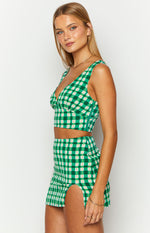 Dahlia Green Check Crop Top Image