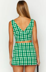 Dahlia Green Check Crop Top