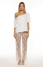 Dani White Sequin Lace Sheer Pants