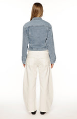 Elana Mid Wash Cinched Waist Denim Jacket Image