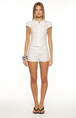 Emalee White Button Up Collared Top