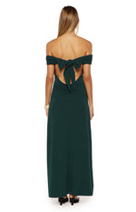 Erica Teal Crepe Off the Shoulder Maxi Dress Image