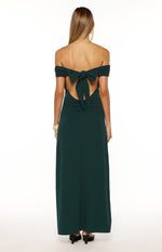 Erica Teal Crepe Off the Shoulder Maxi Dress Image