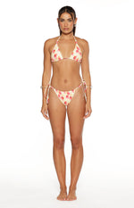 Fitzroy Yellow and Pink Floral Print Beaded Tie Bikini Bottoms Image