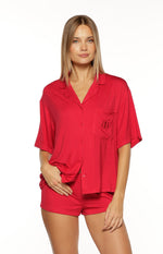 Jamey Burgundy Mini Pajama Shorts Image