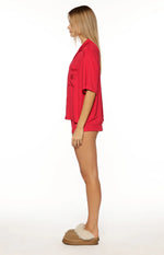 Jamey Burgundy Mini Pajama Shorts