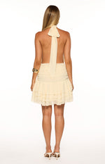 Jasleen Cream Halter Neck Mini Dress Image