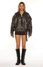 Jessica Anne PU Washed Black Jacket