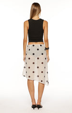 Jordan White Polka Dot Sheer Midi Skirt Image