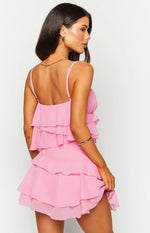 Kamala Pink Ruffle Mini Dress