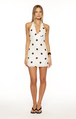 Karrie White Polka Dot Halter Mini Dress Image