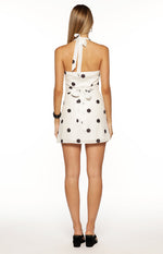 Karrie White Polka Dot Halter Mini Dress Image