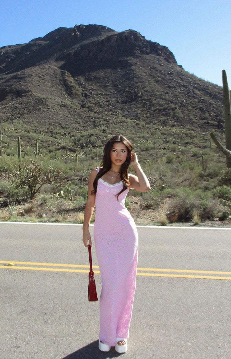 Kata Pink Lace Maxi Dress Image